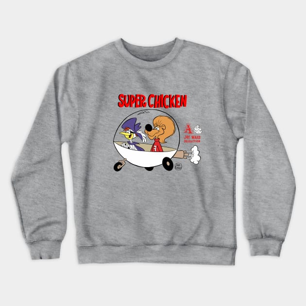 SUPER CHICKEN AND FRED IN FLYING CAR Crewneck Sweatshirt by markscartoonart62